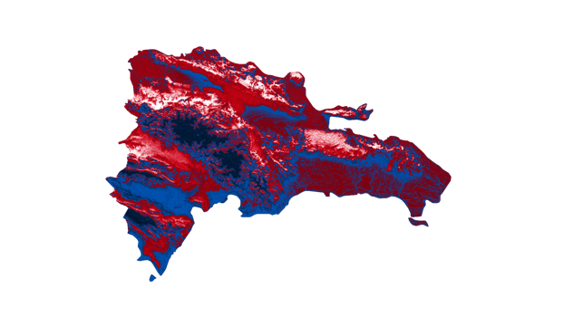 Dominican Republic map with the flag Colors Red and yellow Shaded relief map 3d illustration png