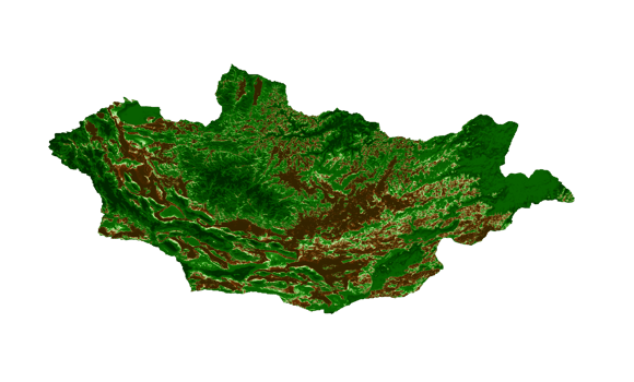 Mongolia Topographic Map 3d realistic map Color 3d illustration png