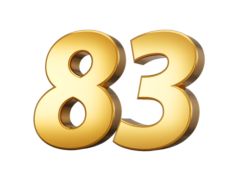 3d Shiny Gold Number 83, Eighty Three 3d Gold Number, 3d illustration png