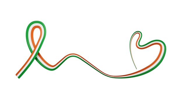 Irish flag heart shaped ribbon. 3d illustration png