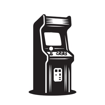 black and white silhouette illustration of a vintage arcade vector