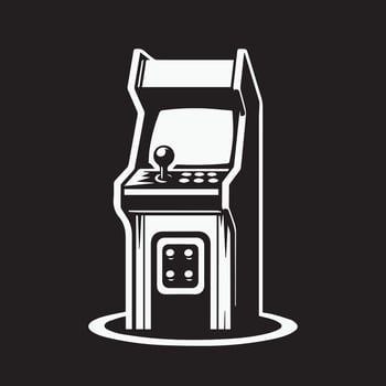 black and white silhouette illustration of a vintage arcade vector