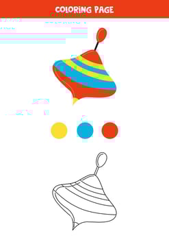 Color cute cartoon spinning top. Worksheet for kids. vector