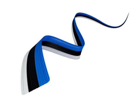 Estonia Flag Ribbon independence day banner 3d illustration. Estonian holiday 24th of February png