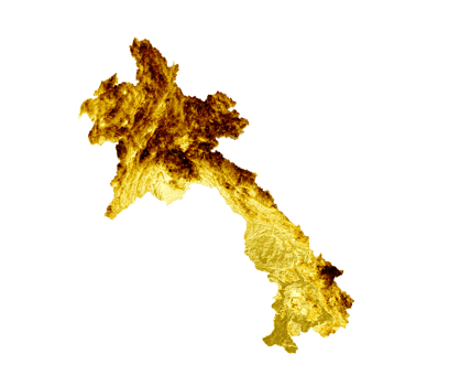 Laos Map Golden metal Color Height map 3d illustration png