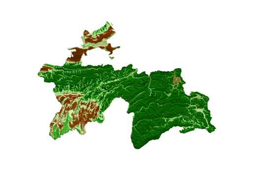 Tajikistan Topographic Map 3d realistic map Color 3d illustration png