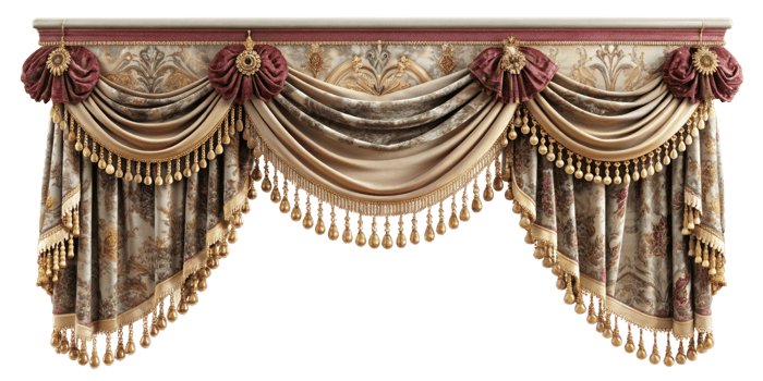 curtain of a theater or a opera opening on a transparent background, Stage Curtain Border Concept, mockup png