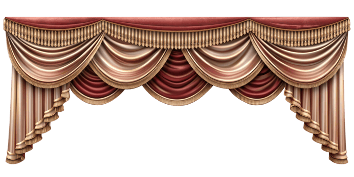 curtain of a theater or a opera opening on a transparent background, Stage Curtain Border Concept, mockup png