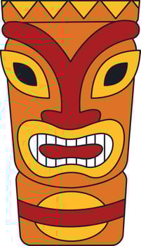 Ethnic Tiki God Mask Cartoon. Illustration Design in Flat Style vector