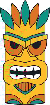 Ethnic Tiki God Mask Cartoon. Illustration Design in Flat Style vector