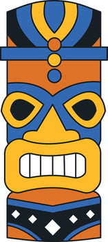 Ethnic Tiki God Mask Cartoon. Illustration Design in Flat Style vector