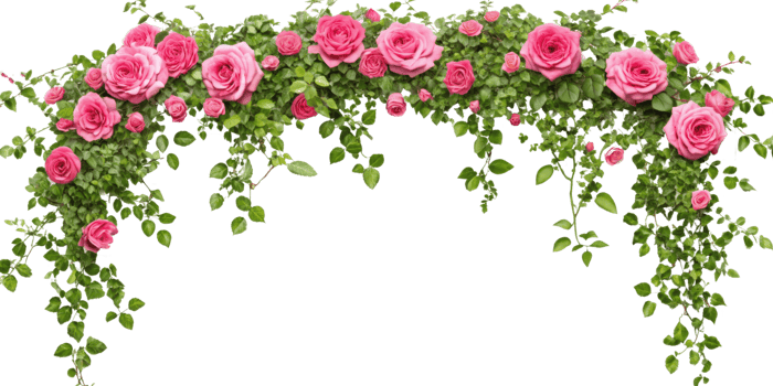 Tropical liana branches, flower and tropical leaves on transparent background, tropical vine hanging ivy plant png