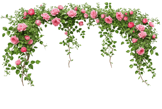 Tropical liana branches, flower and tropical leaves on transparent background, tropical vine hanging ivy plant png