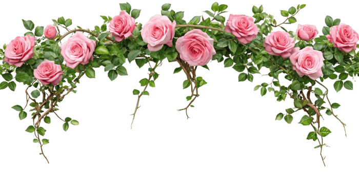 Tropical liana branches, flower and tropical leaves on transparent background, tropical vine hanging ivy plant png