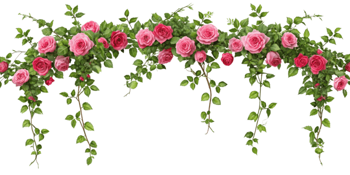 Tropical liana branches, flower and tropical leaves on transparent background, tropical vine hanging ivy plant png
