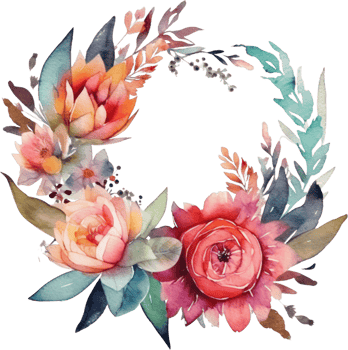 Watercolor Boho floral wreath png