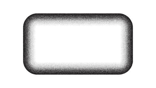 Grain rectangle frame. Noise dot pattern boundary. Grunge geometric texture. Isolated template for banner. vector