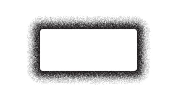Noise gradient rectangle frame. Grain pattern border. Grunge dot shape. Abstract stipple texture. Isolated vintage geometric figure. vector