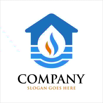 waterdrop logo inside home and HVAC vector