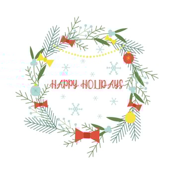 Christmas wreath with fir branches, christmas balls and omela. flat illustration for print, design and greeting cards vector