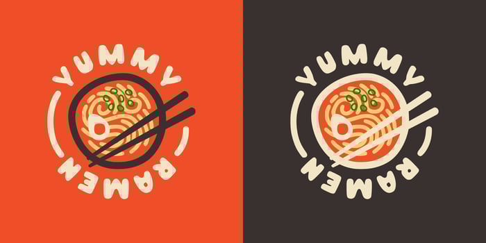 Japanese ramen noodle with funny yummy ramen typography design suitable for print. vector