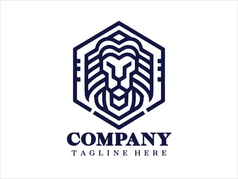 Hexagon Lion Logo Design Template vector