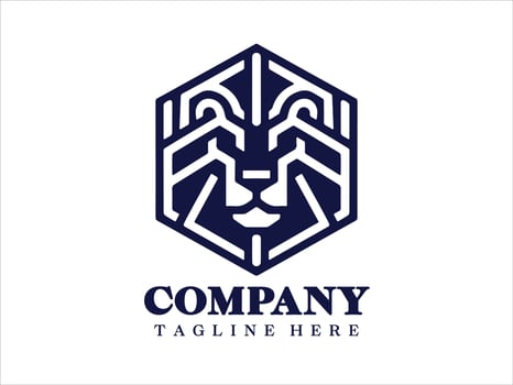 Hexagon Lion Logo Design Template vector