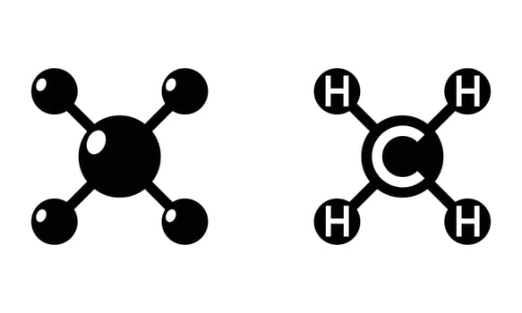 methane atomic molecule structure icon vector