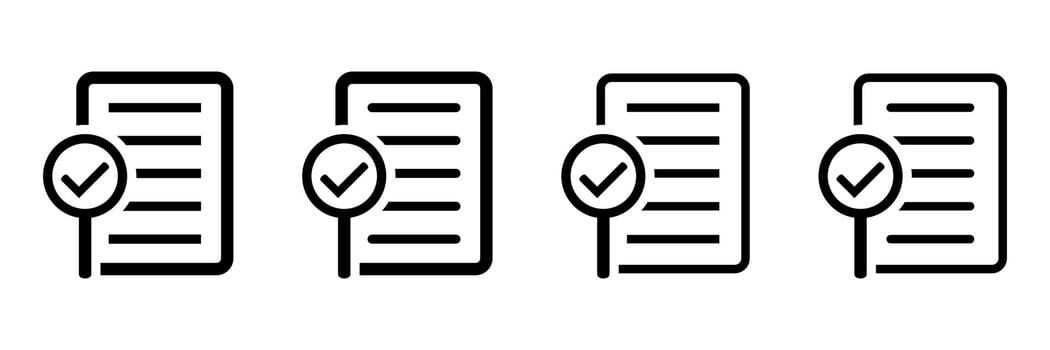 Audit icon. Simple element from audit collection. Document icon with magnifying glass and check mark. Filled Audit icon for templates, infographics and more. vector