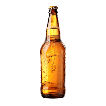 Beer bottle with ice isolated on transparent background, cut out, or clipping path. png