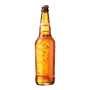 Beer bottle with ice isolated on transparent background, cut out, or clipping path. png