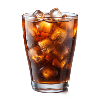 Close-up of cold iced cola drink in glass png