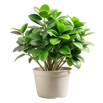 Green potted plant with lush leaves on transparent background png
