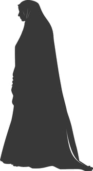 Silhouette independent emirates women wearing Abaya black color only vector