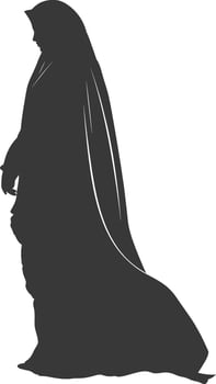 Silhouette independent emirates women wearing Abaya black color only vector