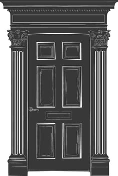 Silhouette door black color only vector