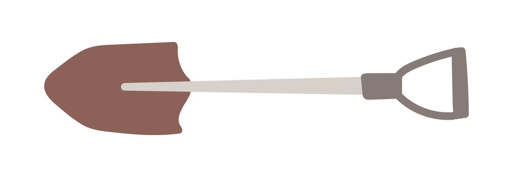 Camping shovel with handle in flat design. Hiking tourist equipment. illustration isolated. vector