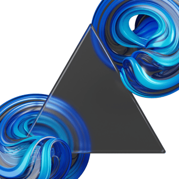 3d rendering triangle glassmorphism with abstract blue shape png