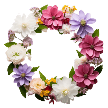 The necklace is made from colorful fresh flowers png