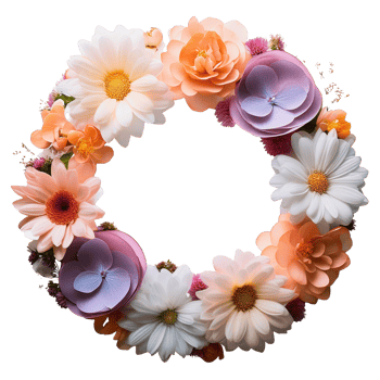 The necklace is made from real and fresh flowers on transparent background png