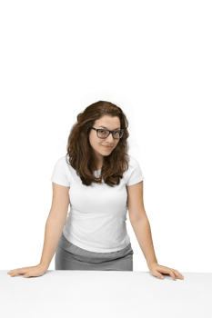 young and friendly teacher at her desk interacting the class png