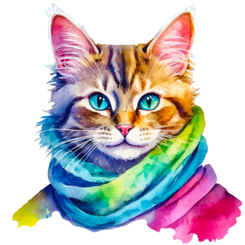 watercolor painting of a cat with blue eyes png