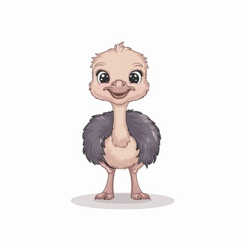 Cute Ostrich animal cartoon animals illustration isolated on white background. vector