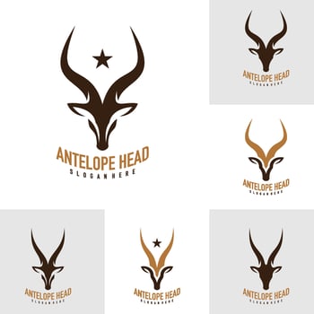 Set of Antelope head logo design . Antelope illustration logo concept vector