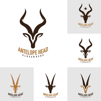 Set of Antelope head logo design . Antelope illustration logo concept vector