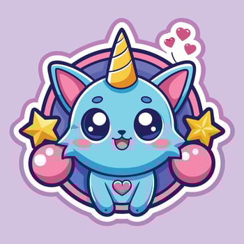 illustration of a cute trending and aesthetic sticker pastel color vector