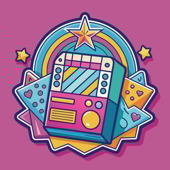 illustration of a cute trending and aesthetic sticker pastel color vector