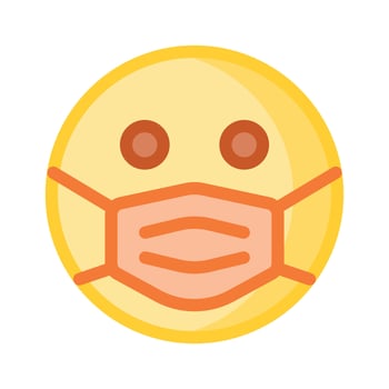 Ill emoji design, face mask on emoji face vector