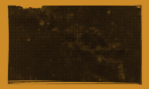 Dark Grunge Gritty Halftone Pattern Yellow Dots on Black Background Distressed Spilled Ink Frame Banner Design vector