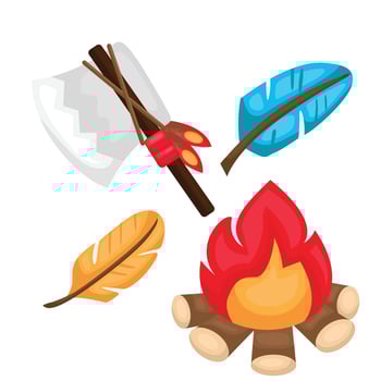 Cute Ornaments Axe Bonfire Culture Traditional Native American Indians Symbol Cartoon Illustration Clipart Sticker vector